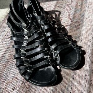 Saint Laurent Black Strappy Sandals